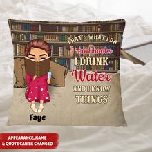 Load image into Gallery viewer, Reading Chibi Girl Just A Girl Who Loves Books  - Custom Pillow

