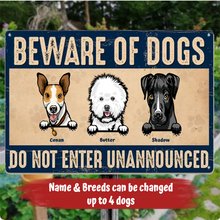 Load image into Gallery viewer, Beware Of Dogs - Personalized Metal Sign
