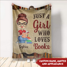 Load image into Gallery viewer, A Girl Who Loves Books Reading Premium Fleece &amp; Quilt Blanket
