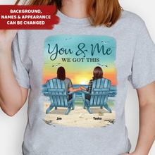 Load image into Gallery viewer, Back View Couple Sitting Beach Landscape - Personalized Shirt
