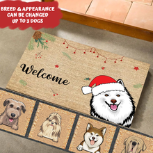 Load image into Gallery viewer, Cute Peeking Dog Christmas Personalized Doormat
