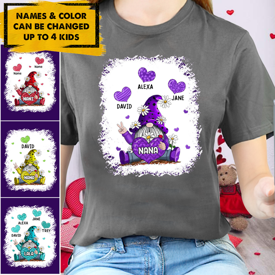 Colorful Gnome Grandma- Mom Loves Sweet Heart Kids Personalized T-shirt