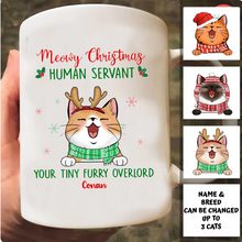 Load image into Gallery viewer, Fluffy Cats Meowy Christmas Human Servant Personalized Mug
