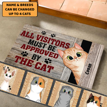 Load image into Gallery viewer, Peeking Cats - All Visitors Must Be Approved By Cats - Personalized Doormat
