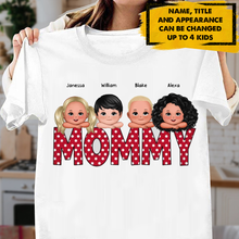 Load image into Gallery viewer, Polka Dot Grandma Cute Grandkids Laying Head On Arms Personalized Shirt
