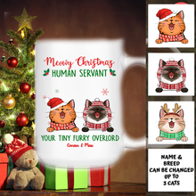 Load image into Gallery viewer, Fluffy Cats Meowy Christmas Human Servant Personalized Mug
