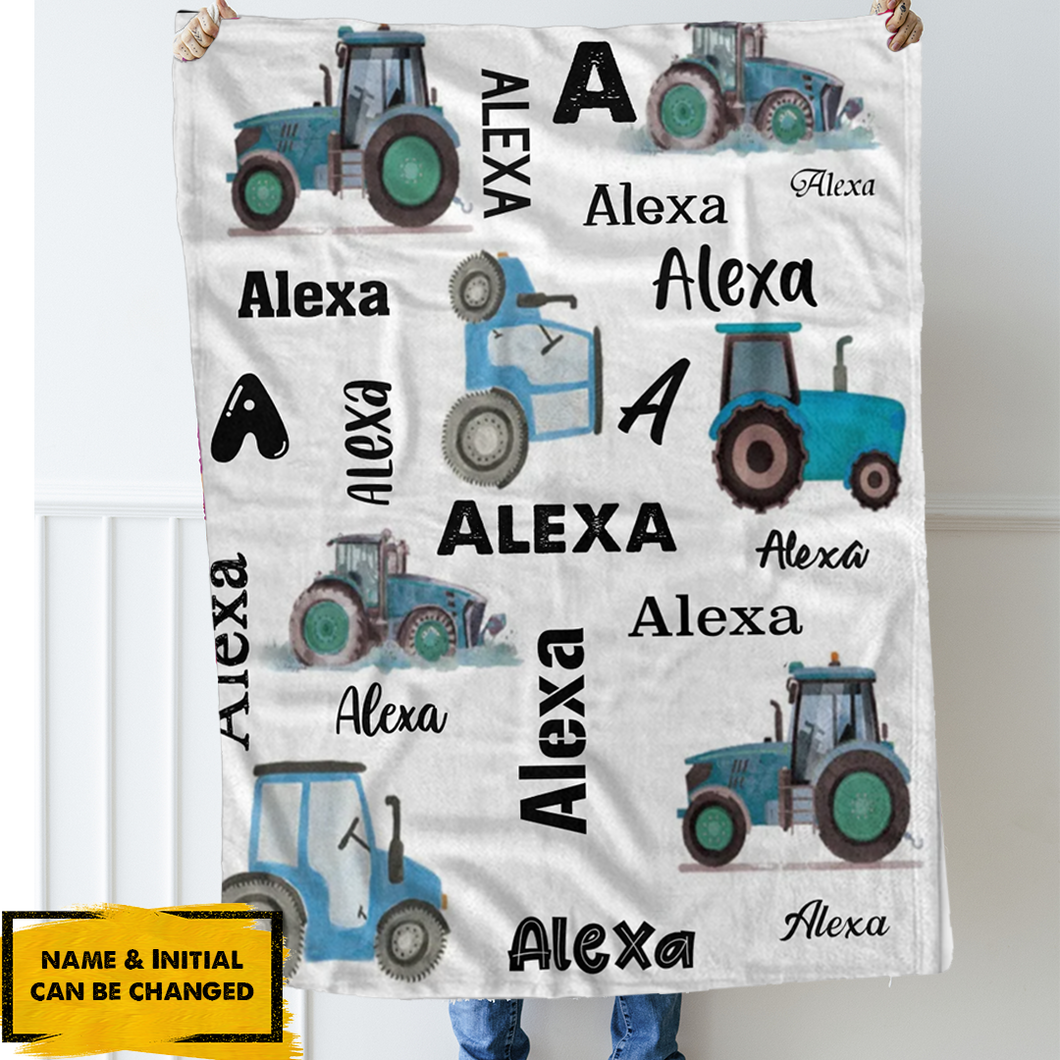 Personalized Lovely Kid Tractor Blanket