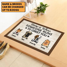 Load image into Gallery viewer, Home Is Where Someone Runs To Greet You - Personalized Doormat
