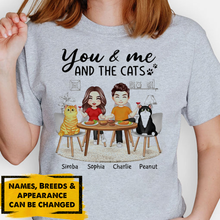 Load image into Gallery viewer, Couple And Cats Sitting At The Table Personalized Shirt
