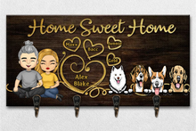 Load image into Gallery viewer, Home Sweet Home Couple &amp; Dogs - Personalized Key Hanger
