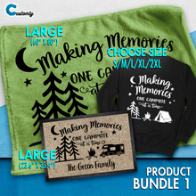 Load image into Gallery viewer, Making Memories Camping Bundle (Doormat, Blanket &amp; Sweatshirt)
