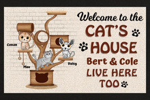 Load image into Gallery viewer, Welcome To The Cats House Cat Tower - Personalized Doormat
