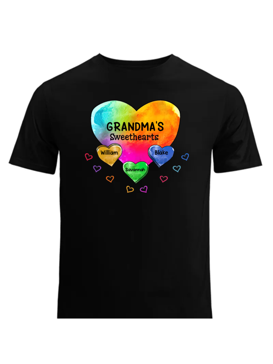 Colorful Heart Grandma Auntie Mom Sweet Heart Kids Personalized T-shirt