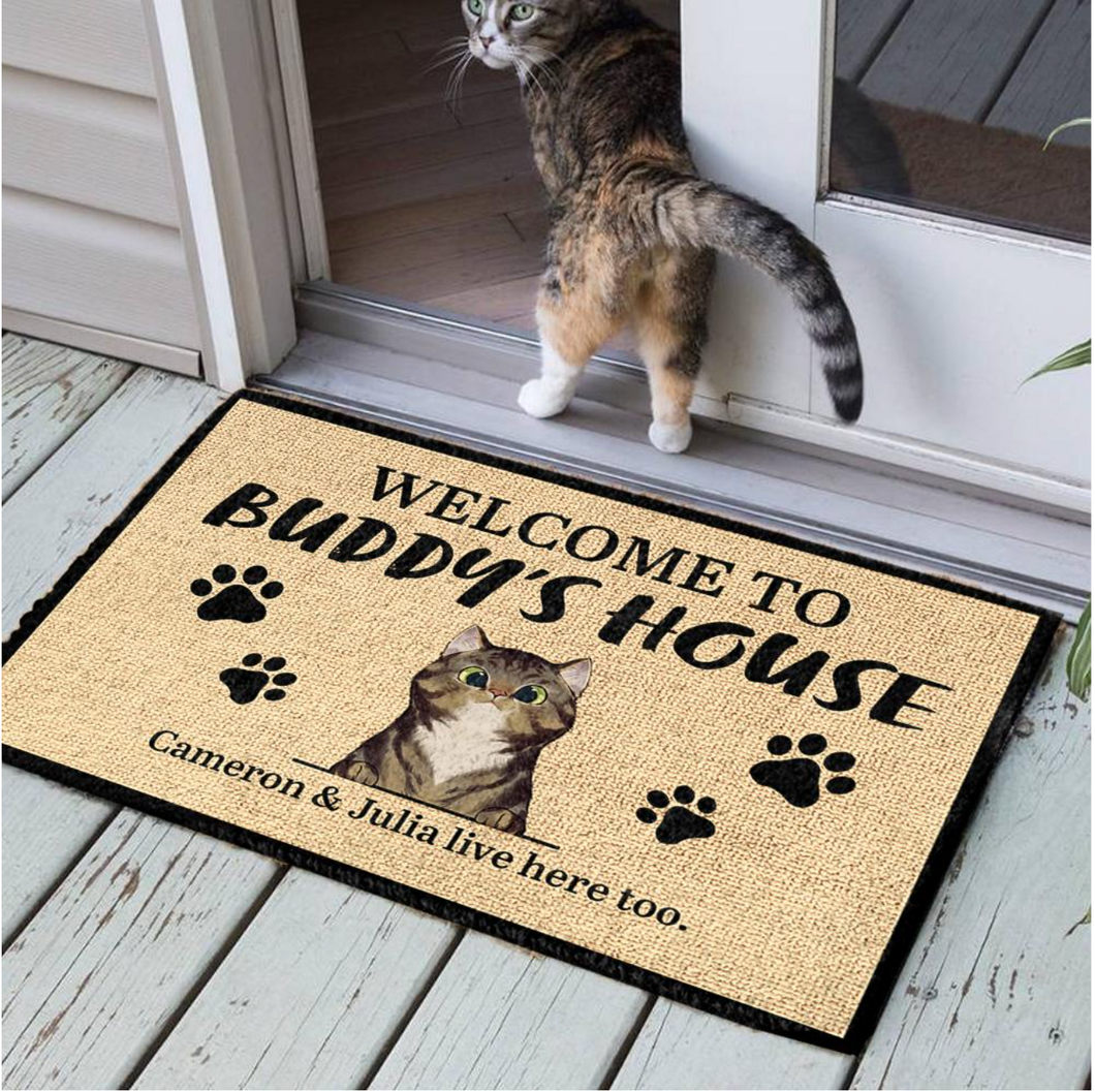 Welcome to Cats House - Personalized Cat Mat