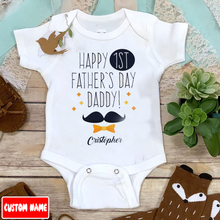 Load image into Gallery viewer, &quot;Mustache&quot; Fathers&#39;s Day Custom Baby Onesie
