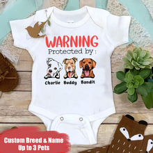 Load image into Gallery viewer, &quot;Warning, Protected by&quot; - Custom Baby Onesie
