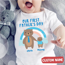 Load image into Gallery viewer, &quot;Our first Father&#39;s Day&quot; Custom Baby Onesie
