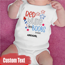 Load image into Gallery viewer, &quot;Red white &amp; boobs please&quot; Custom Baby Onesie
