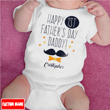 Load image into Gallery viewer, &quot;Mustache&quot; Fathers&#39;s Day Custom Baby Onesie
