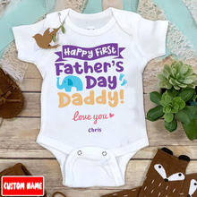 Load image into Gallery viewer, &quot;Happy First Father&#39;s Day&quot; Baby Onesie
