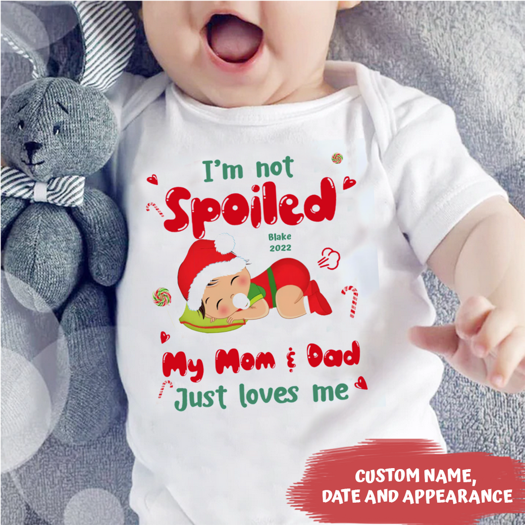 Xmas Baby Funny I'm Not Spoiled My Grandma Loves Me Family Newborn Christmas Gift Baby Onesie