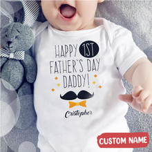 Load image into Gallery viewer, &quot;Mustache&quot; Fathers&#39;s Day Custom Baby Onesie
