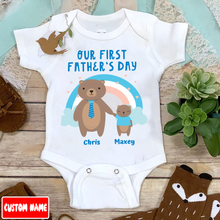 Load image into Gallery viewer, &quot;Our first Father&#39;s Day&quot; Custom Baby Onesie
