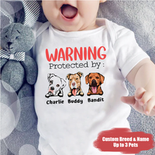 Load image into Gallery viewer, &quot;Warning, Protected by&quot; - Custom Baby Onesie
