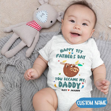 Load image into Gallery viewer, &quot;You Became My Daddy&quot; Happy 1st Father&#39;s Day Baby Onesie
