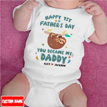 Load image into Gallery viewer, &quot;You Became My Daddy&quot; Happy 1st Father&#39;s Day Baby Onesie
