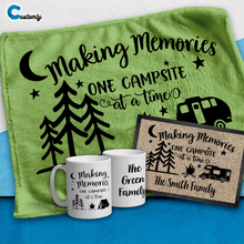 Load image into Gallery viewer, Making Memories Camping Bundle (Doormat, Blanket &amp; Mug)
